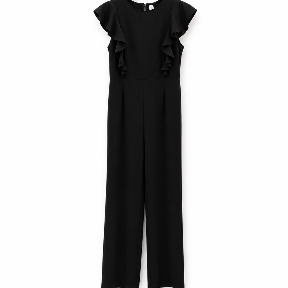 Black Ruffle Sleeve Jumpsuit